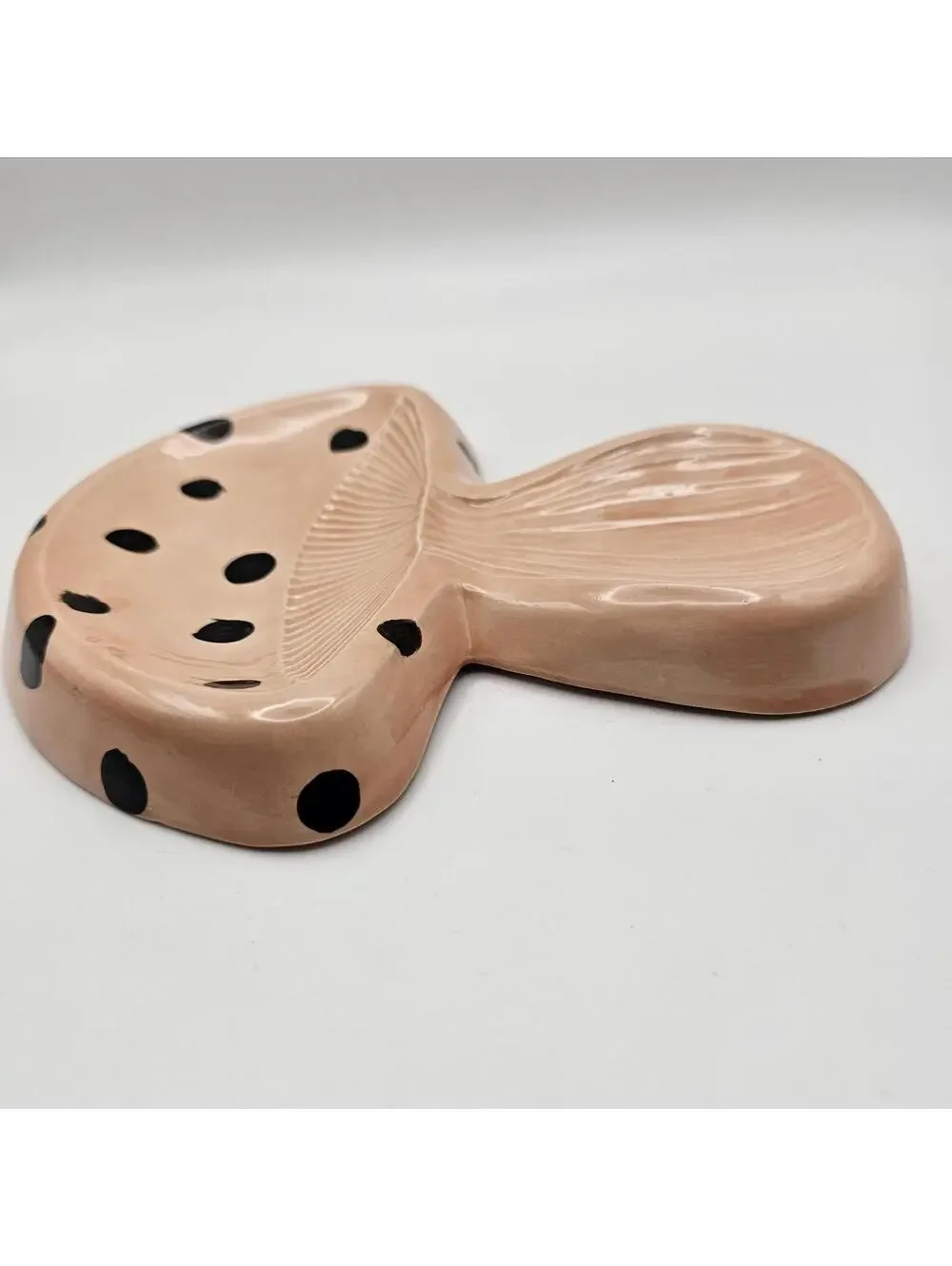 Vintage Handmade Mushroom Spoon Rest Cottagecore Ceramic Trinket Tray Pottery